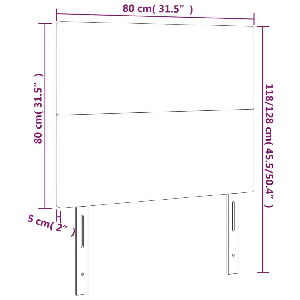 krémszínű szövet LED-es fejtámla 80x5x118/128 cm