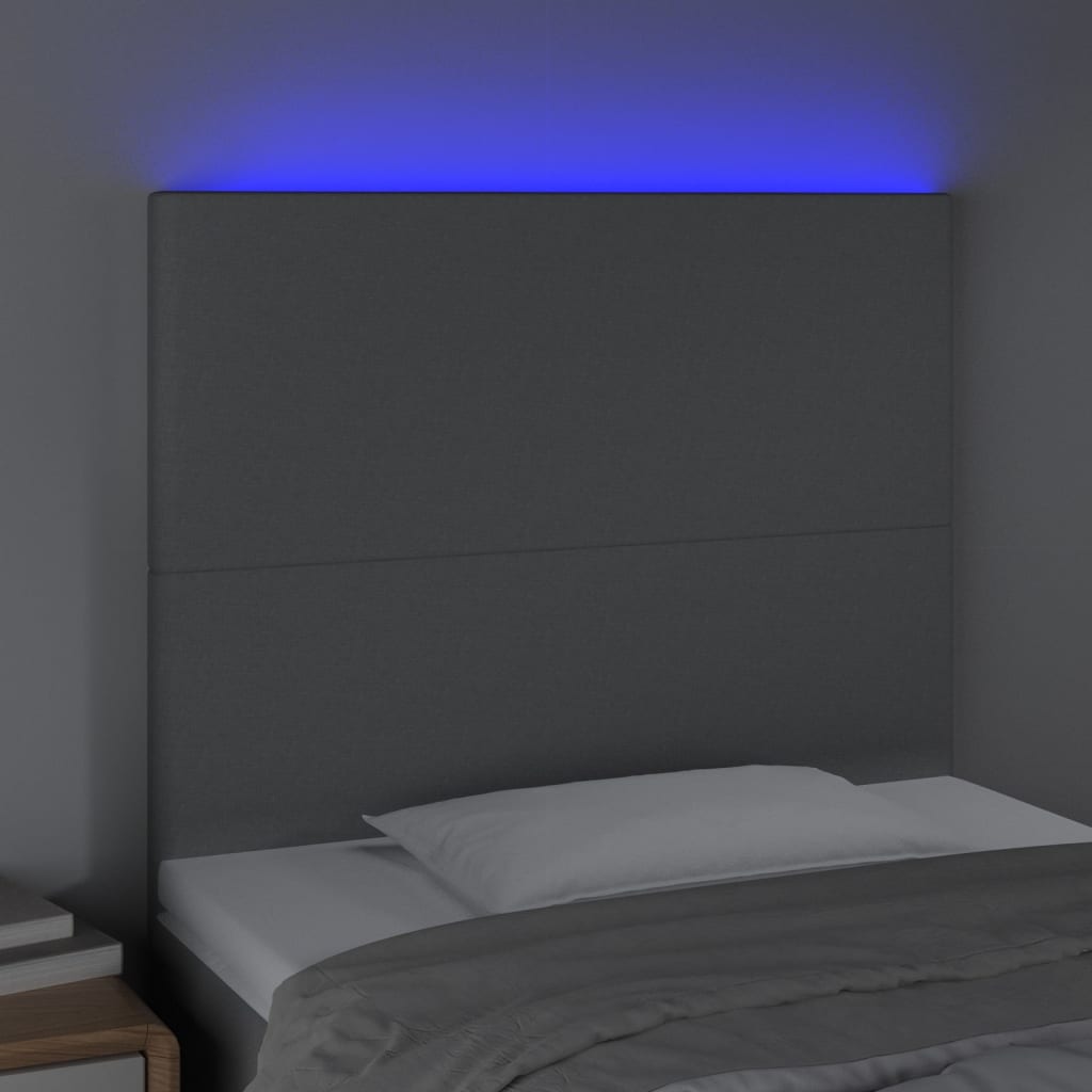 vidaXL Hoofdbord LED 90x5x118/128 cm stof lichtgrijs afbeelding