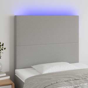 Čelo postele s LED světle šedé 90x5x118/128 cm textil - obrázek 1