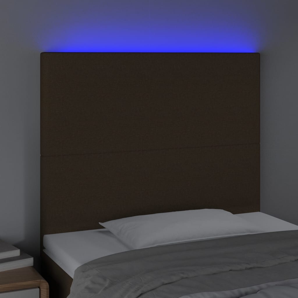 vidaXL Hoofdbord LED 90x5x118/128 cm stof donkerbruin afbeelding