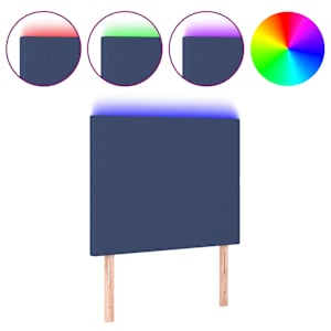 Čelo postele s LED modré 100x5x118/128 cm textil - obrázek 2