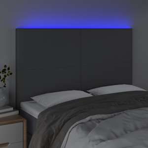 Čelo postele s LED tmavě šedé 144x5x118/128 cm textil - obrázek 3