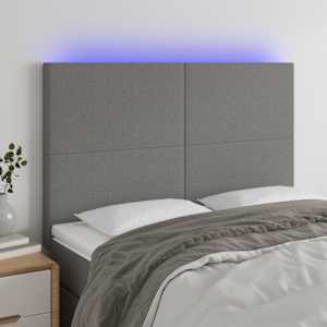 Čelo postele s LED tmavě šedé 144x5x118/128 cm textil - obrázek 1