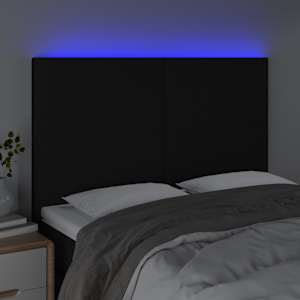 Čelo postele s LED černé 144x5x118/128 cm textil - obrázek 3