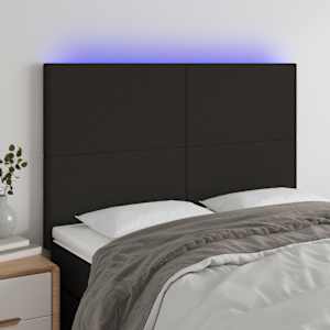 Čelo postele s LED černé 144x5x118/128 cm textil - obrázek 1