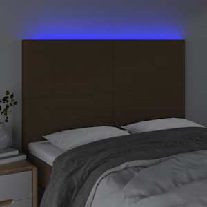 Čelo postele s LED tmavě hnědé 144x5x118/128 cm textil - obrázek 3