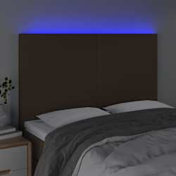 vidaXL S&auml;nggavel LED m&ouml;rkbrun 144x5x118/128 cm tyg