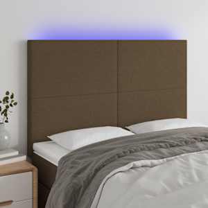Čelo postele s LED tmavě hnědé 144x5x118/128 cm textil - obrázek 1