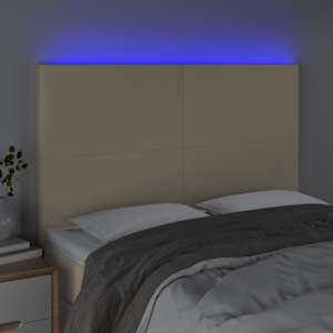 Čelo postele s LED krémové 144x5x118/128 cm textil - obrázek 3