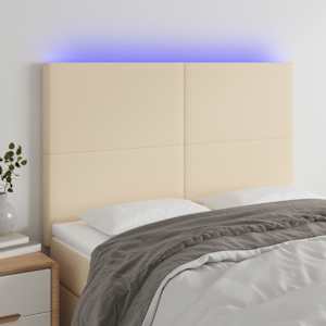 Čelo postele s LED krémové 144x5x118/128 cm textil - obrázek 1