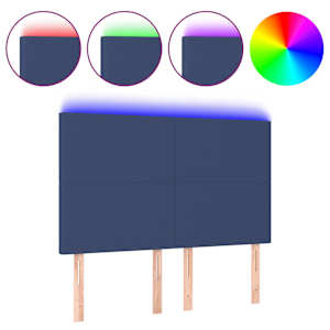 vidaXL LED-voodipeats, sinine, 144x5x118/128 cm, kangas