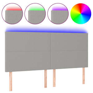 Čelo postele s LED světle šedé 160x5x118/128 cm textil - obrázek 2