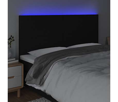 vidaXL LED Headboard Black 160 cm Fabric