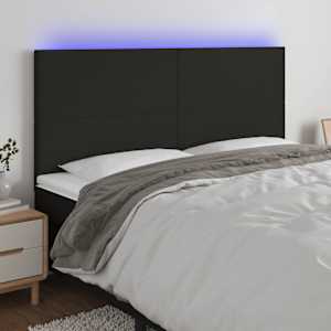 Čelo postele s LED černé 160x5x118/128 cm textil - obrázek 1