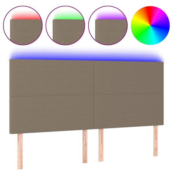 vidaXL LED-voodipeats, pruunikashall, 160x5x118/128 cm, kangas
