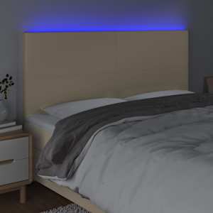 Čelo postele s LED krémové 160x5x118/128 cm textil - obrázek 3