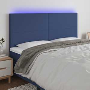 Čelo postele s LED modré 160x5x118/128 cm textil - obrázek 1
