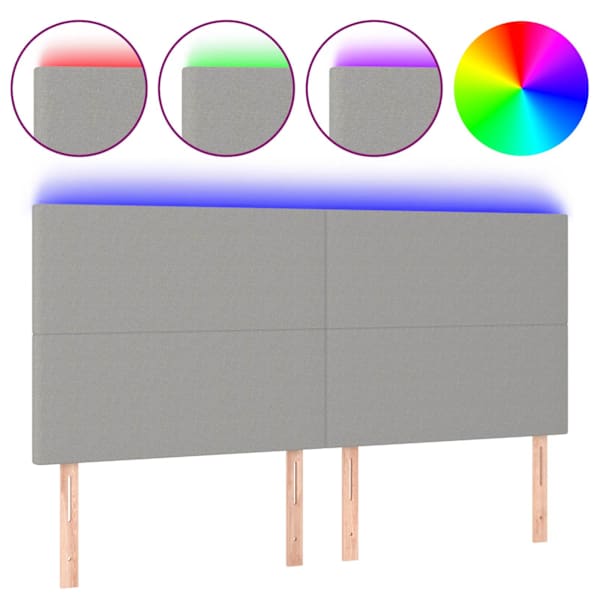 vidaXL LED-voodipeats, helehall, 180x5x118/128 cm, kangas