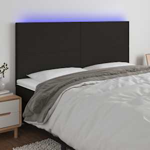 LED posteljno vzglavje črno 180x5x118/128 cm blago