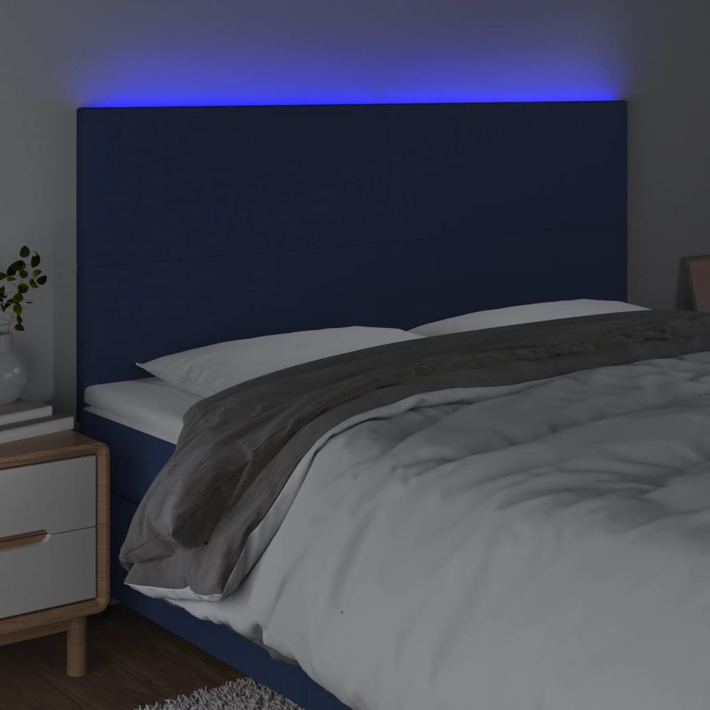 Thumbnail - vidaXL LED Kopfteil Blau 180x5x118/128 cm Stoff