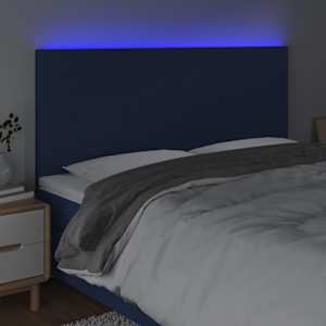 Čelo postele s LED modré 180x5x118/128 cm textil - obrázek 3