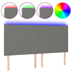 Čelo postele s LED tmavě šedé 200x5x118/128 cm textil - obrázek 2