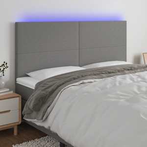Čelo postele s LED tmavě šedé 200x5x118/128 cm textil - obrázek 1