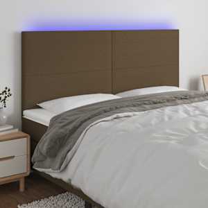 Čelo postele s LED tmavě hnědá 200x5x118/128 cm textil - obrázek 1