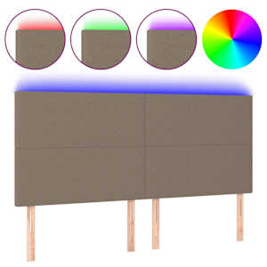 vidaXL LED-voodipeats, pruunikashall, 200x5x118/128 cm, kangas
