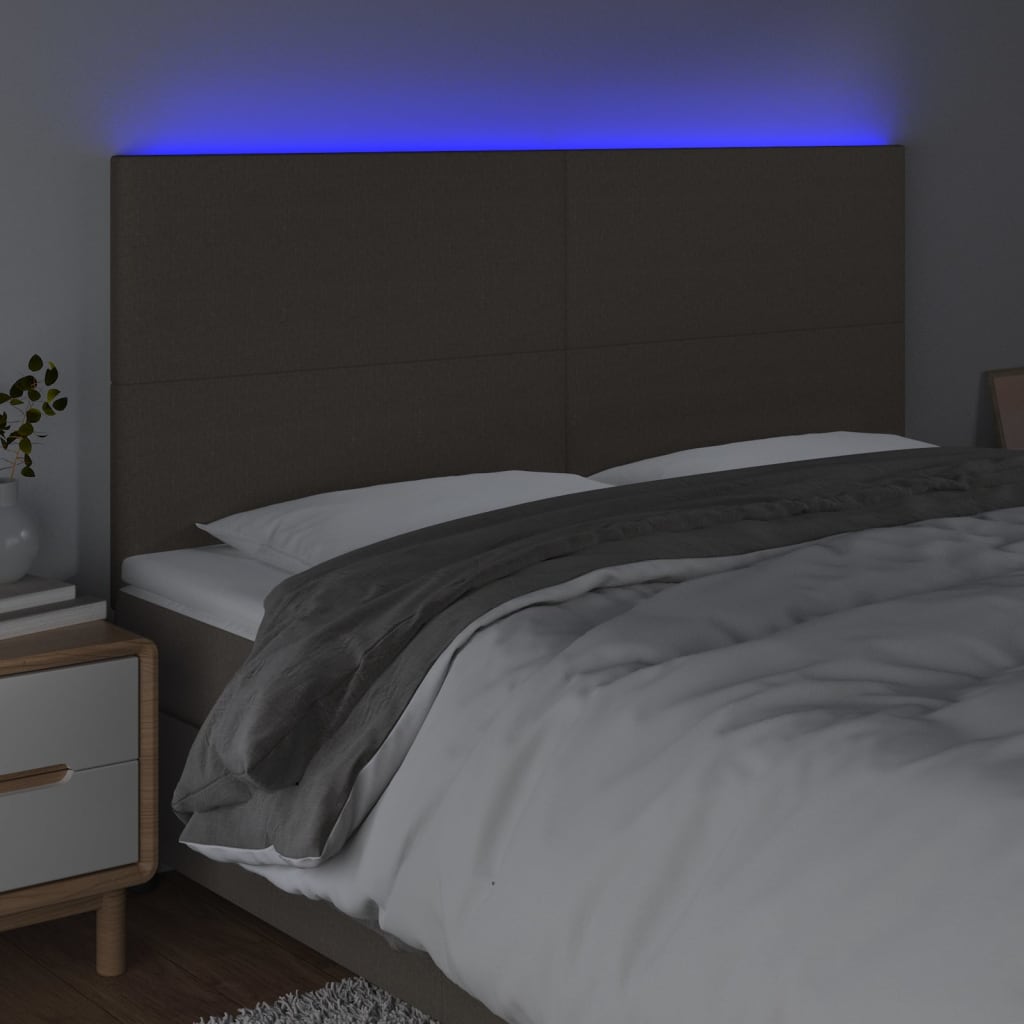 Thumbnail - vidaXL LED Kopfteil Taupe 200x5x118/128 cm Stoff