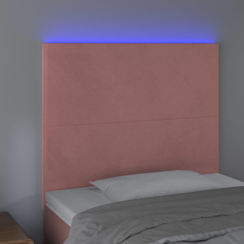 vidaXL Hoofdbord LED 80x5x118/128 cm fluweel roze afbeelding