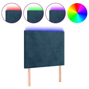 Čelo postele s LED tmavě modré 90x5x118/128 cm samet - obrázek 2