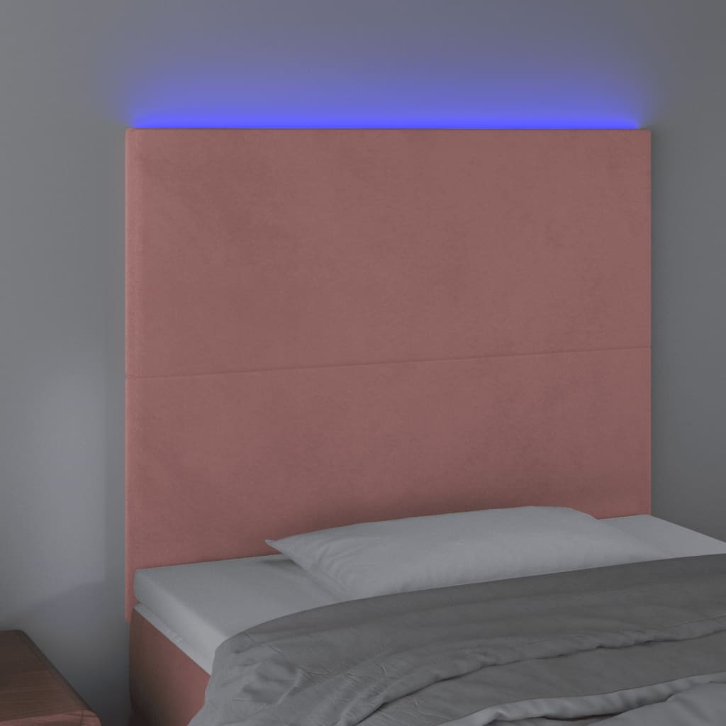 vidaXL Hoofdbord LED 90x5x118/128 cm fluweel roze afbeelding