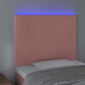 Čelo postele s LED růžové 90x5x118/128 cm samet - obrázek 3