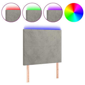 vidaXL LED-voodipeats, helehall, 100x5x118/128 cm, samet