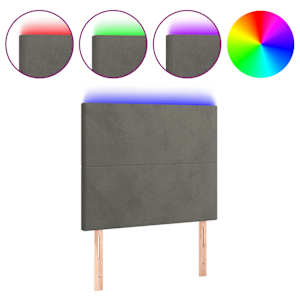 Čelo postele s LED tmavě šedé 100x5x118/128 cm samet - obrázek 2