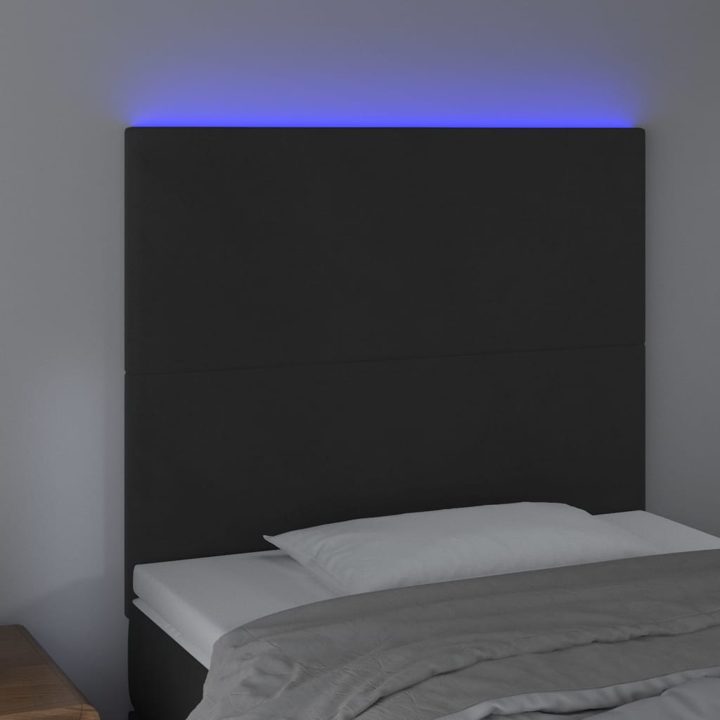 vidaXL Hoofdbord LED 100x5x118/128 cm fluweel zwart afbeelding