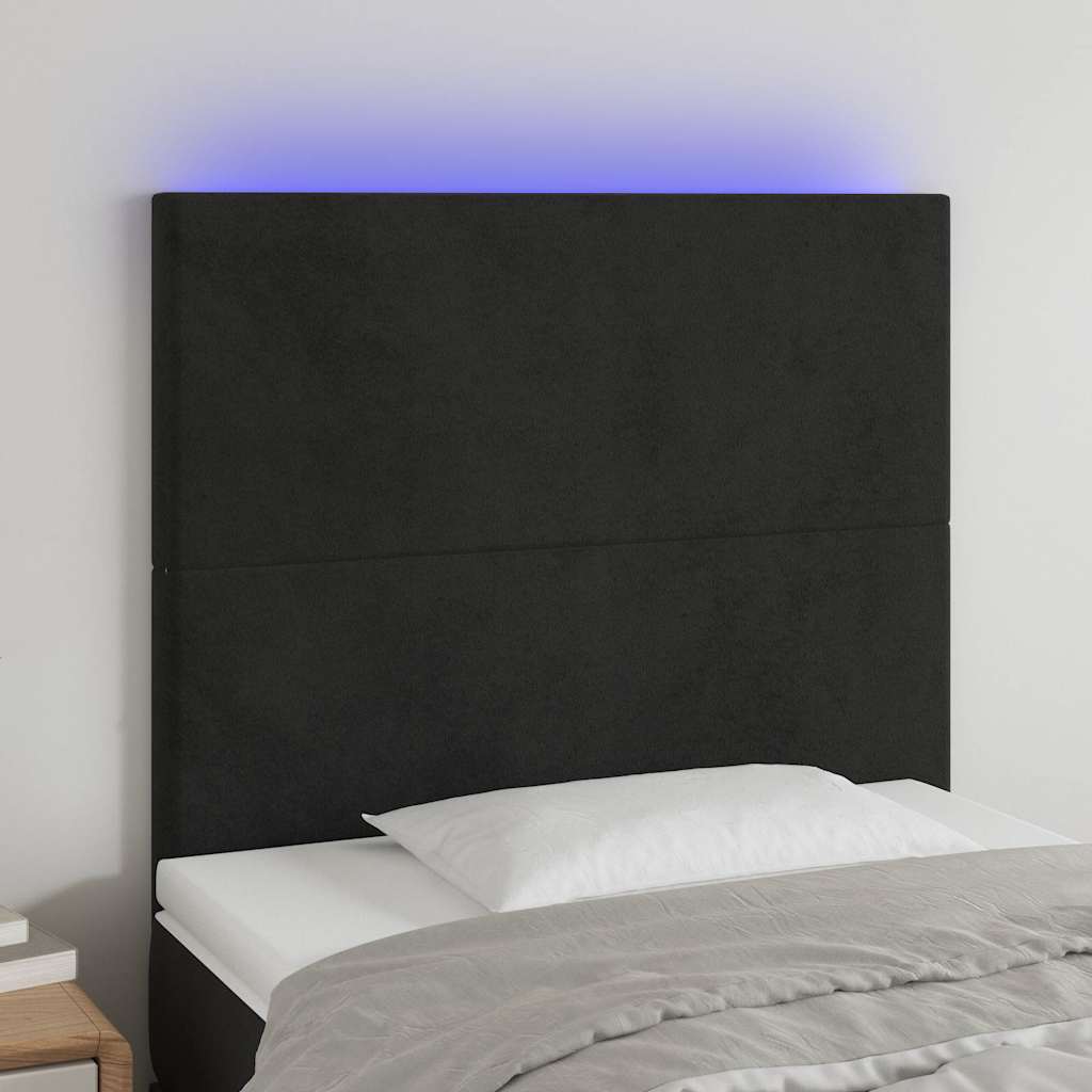 vidaXL Hoofdbord LED 100x5x118/128 cm fluweel zwart3122188