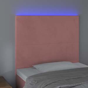 Čelo postele s LED růžové 100x5x118/128 cm samet - obrázek 3