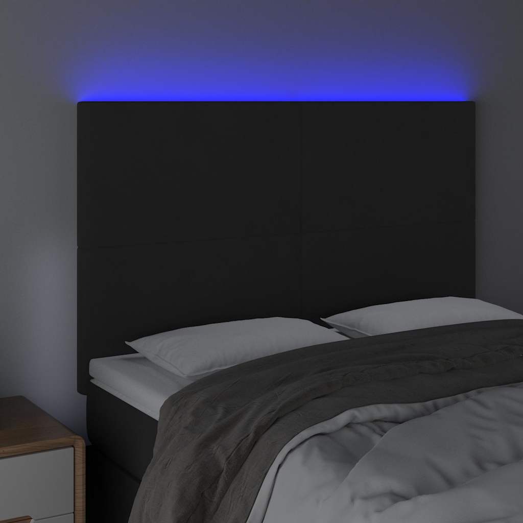vidaXL Hoofdbord LED 144x5x118/128 cm fluweel zwart, foto 2