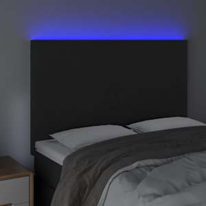 Čelo postele s LED černé 144x5x118/128 cm samet - obrázek 3