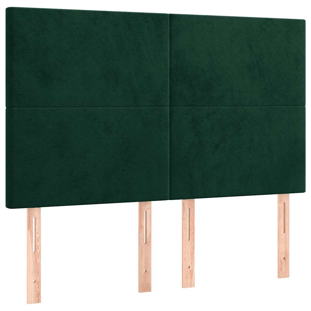 vidaXL Hoofdbord LED 144x5x118/128 cm fluweel donkergroen groen, foto 4