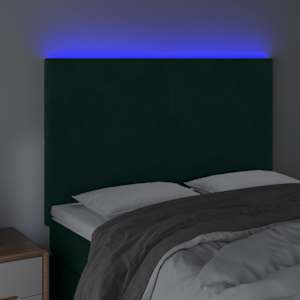 Čelo postele s LED tmavě zelená 144x5x118/128 cm samet - obrázek 3