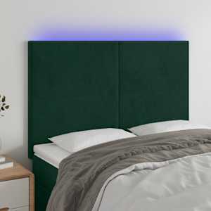 Čelo postele s LED tmavě zelená 144x5x118/128 cm samet - obrázek 1