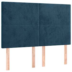 Čelo postele s LED tmavě modré 144x5x118/128 cm samet - obrázek 4