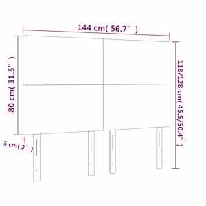 Čelo postele s LED tmavě modré 144x5x118/128 cm samet - obrázek 7
