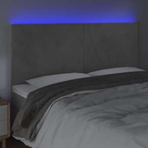 Čelo postele s LED světle šedé 160x5x118/128 cm samet - obrázek 3