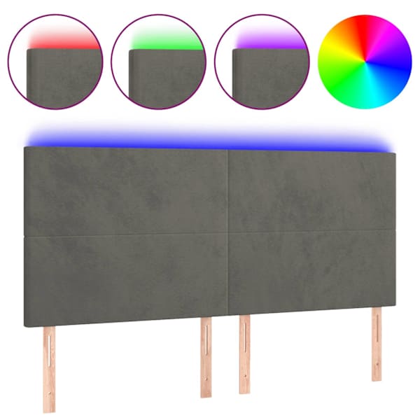 vidaXL LED-voodipeats, tumehall, 160x5x118/128 cm, samet