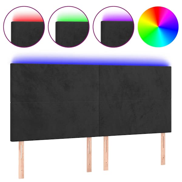 vidaXL LED-voodipeats, must, 160x5x118/128 cm, samet