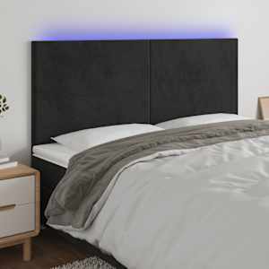 Čelo postele s LED černé 160x5x118/128 cm samet - obrázek 1